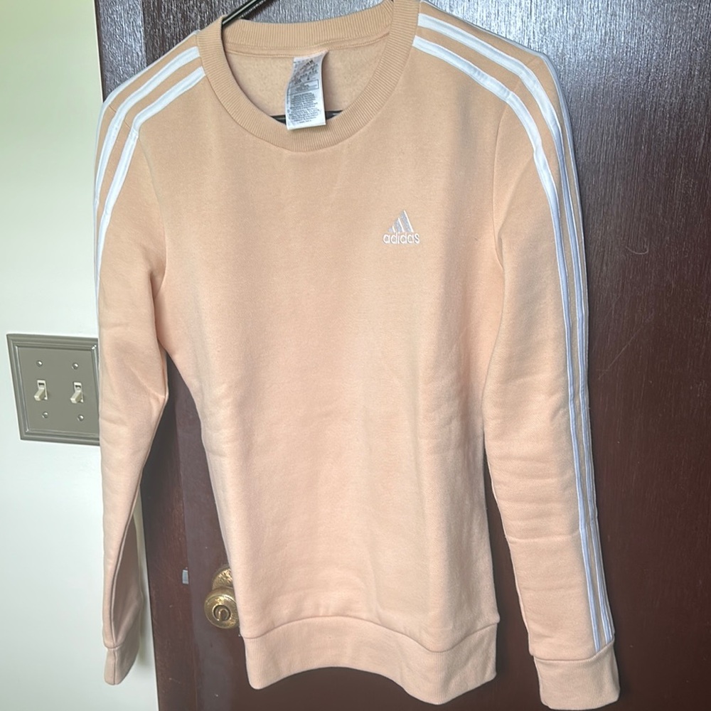 Adidas Light Orange Crewneck with White Accents